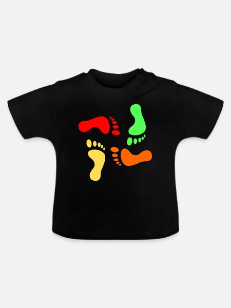 Fußspuren - Baby Bio-T-Shirt mit Rundhals - Schwarz