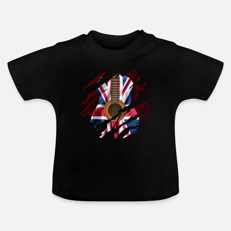 Drapeau de guitare britannique à l'intérieur - T-shirt bio col rond Bébé - noir