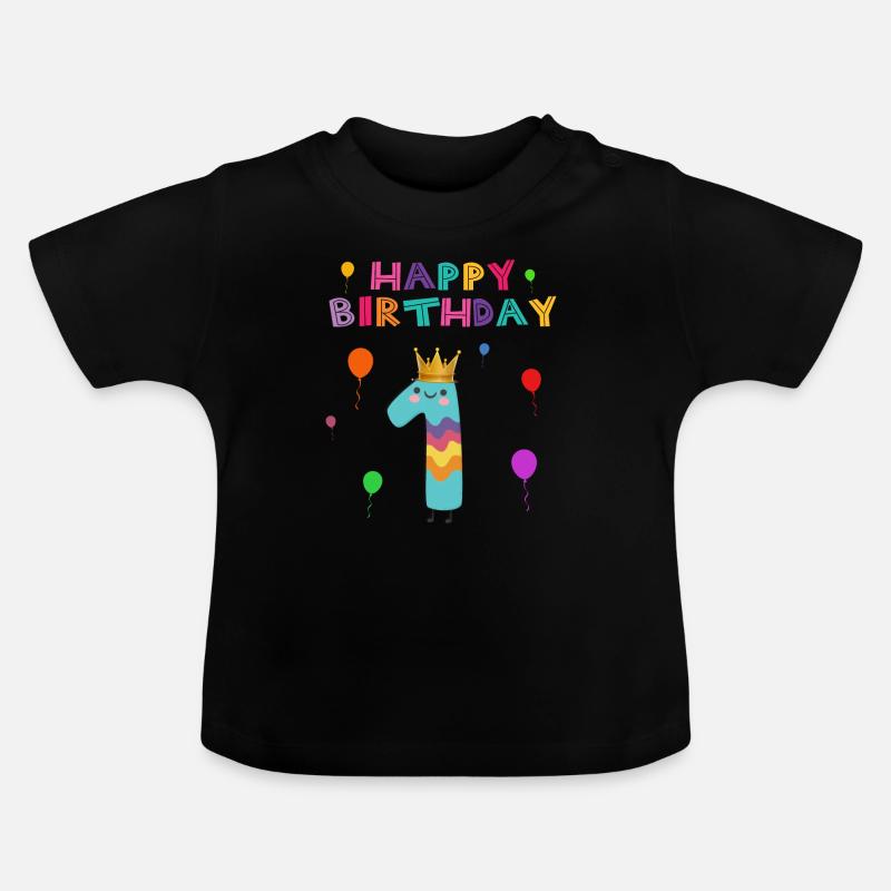 Joyeux anniversaire - T-shirt bio col rond Bébé - noir