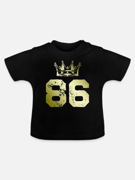 86 Zahl Krone - Baby Bio-T-Shirt mit Rundhals - Schwarz