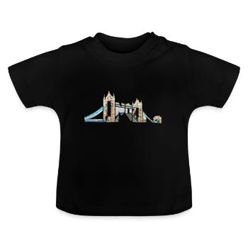 London Souvenir Tower Bridge Typografie England - Baby Bio-T-Shirt mit Rundhals - Schwarz - Vorne
