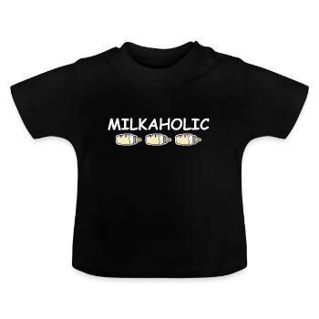 Milkaholic - Baby Bio-T-Shirt mit Rundhals - Schwarz - Vorne