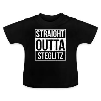 Straight Outta Steglitz - Baby Bio-T-Shirt mit Rundhals - Schwarz - Vorne