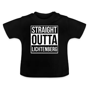 Straight Outta Lichtenberg - Baby Bio-T-Shirt mit Rundhals - Schwarz - Vorne