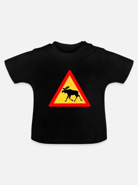 Grumpy Elch - Baby Bio-T-Shirt mit Rundhals - Schwarz