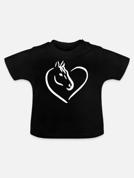 Pferdeliebe - Ich Liebe Pferde - Baby Bio-T-Shirt mit Rundhals - Schwarz