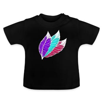 Feathers colorful white - Baby Organic T-Shirt with Round Neck - black - Front