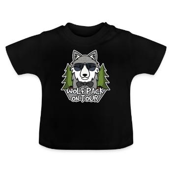 Wolfpack on tour - Baby Bio-T-Shirt mit Rundhals - Schwarz - Vorne