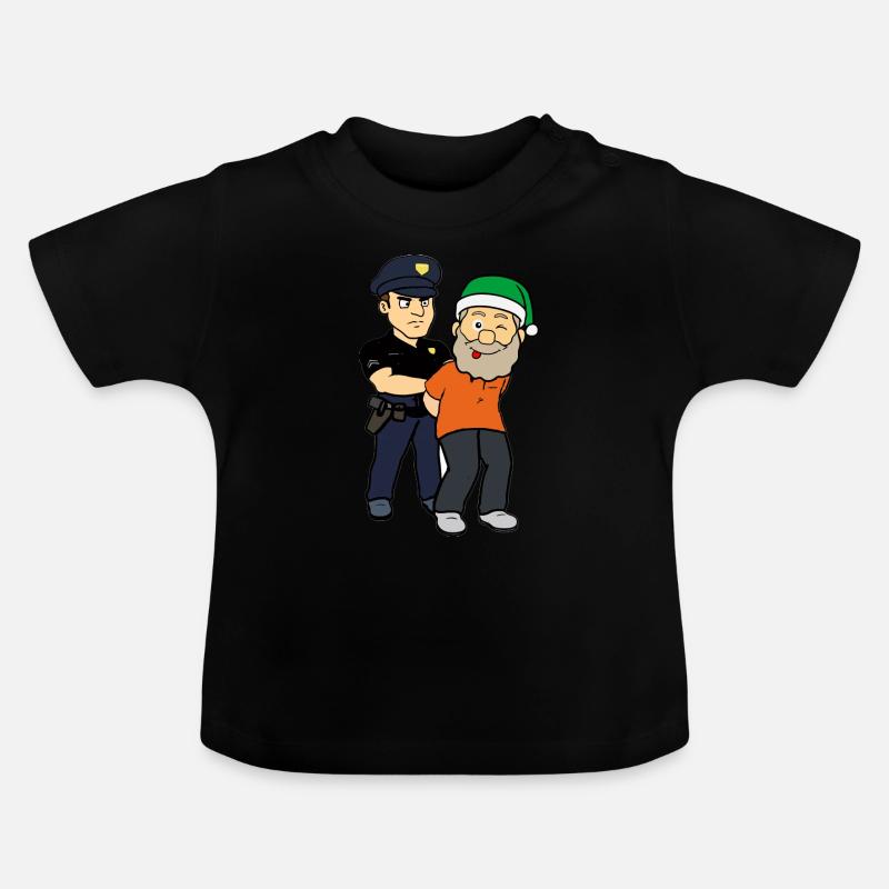 Père Noël arrêté Voleur Policier - T-shirt bio col rond Bébé - noir
