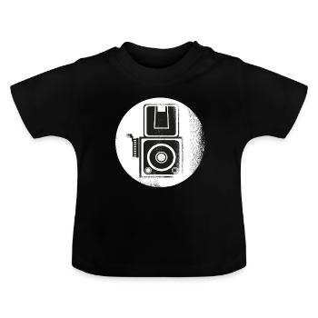 Kamera Stencil schwarz Geschenk - Baby Bio-T-Shirt mit Rundhals - Schwarz - Vorne