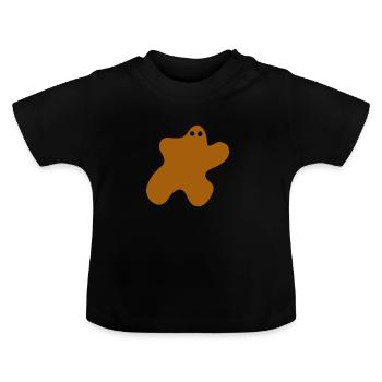 Brauner Fleck mit Augen - Baby Bio-T-Shirt mit Rundhals - Schwarz - Vorne