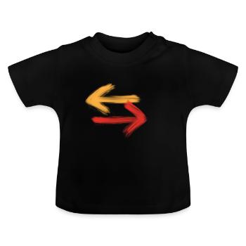 Pfeile in Richtung Rechts und Links / Gelb - Rot - Baby Bio-T-Shirt mit Rundhals - Schwarz - Vorne