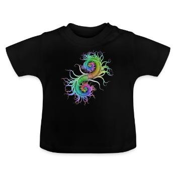 Psychédélique Hippocampe Art abstrait Goa Psy - T-shirt bio col rond Bébé - noir - Devant