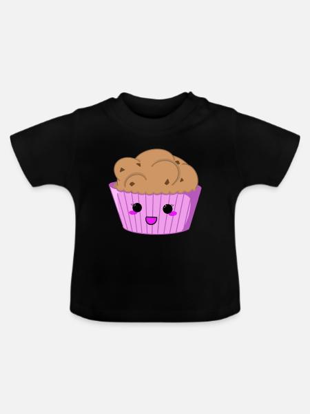 Cupcake gesicht - Baby Bio-T-Shirt mit Rundhals - Schwarz