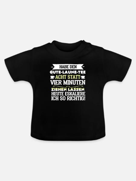 Eskalierender Gute Laune Tee - Baby Bio-T-Shirt mit Rundhals - Schwarz