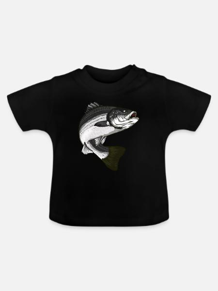 Gestreifter Barsch Angeln - Baby Bio-T-Shirt mit Rundhals - Schwarz