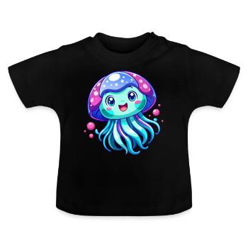 Méduse mignonne - T-shirt bio col rond Bébé - noir - Devant