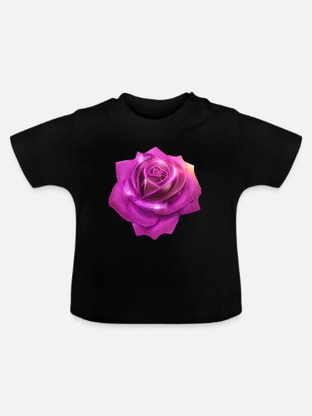 Rose, pink, Metall,,metallisch, high tech - Baby Bio-T-Shirt mit Rundhals - Schwarz