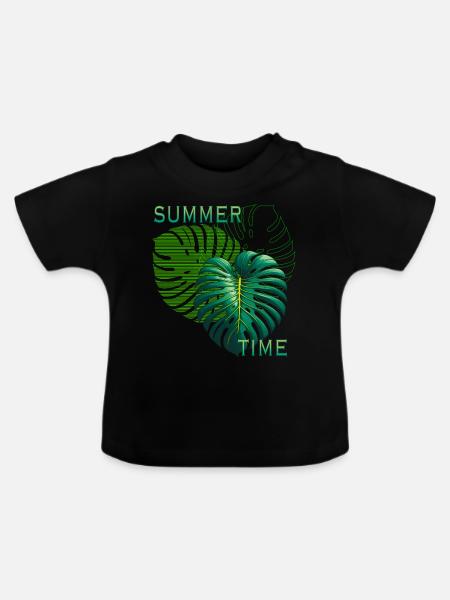summer time - Baby Bio-T-Shirt mit Rundhals - Schwarz