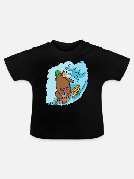 surfing - Baby Organic T-Shirt with Round Neck - black