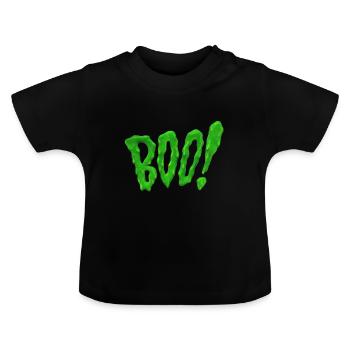 Boo slijm groen griezelig halloween spook ghost h - Baby biologisch T-shirt met ronde hals - zwart - Voor