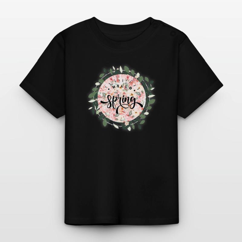 Hello spring flowers pattern Baby Organic T-Shirt with Round Neck