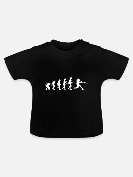 baseballplayer evolution - Baby Bio-T-Shirt mit Rundhals - Schwarz