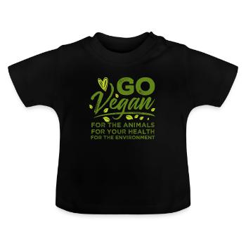 Vegan Shirt Protection Végétarienne Animal Protection - T-shirt bio col rond Bébé - noir - Devant
