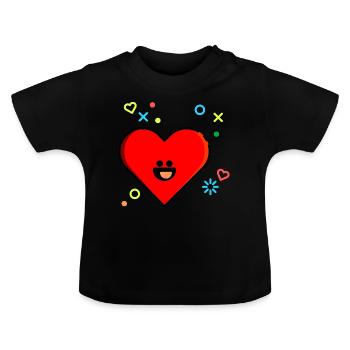 Coeur Saint Valentin Amour Suess Manga Comic Anime - T-shirt bio col rond Bébé - noir - Devant