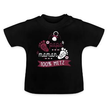 Metz Naissance bébé supporter club metz football - T-shirt bio col rond Bébé - noir - Devant