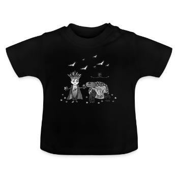 Ille liebt Schildkröten - Baby Bio-T-Shirt mit Rundhals - Schwarz - Vorne