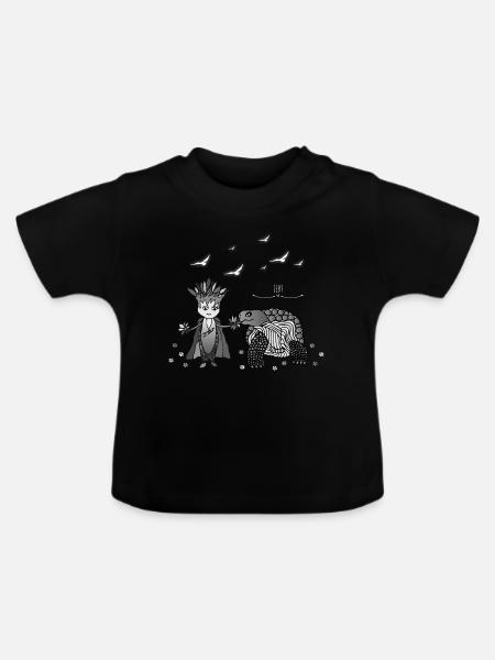 Ille loves turtles - Baby Organic T-Shirt with Round Neck - black