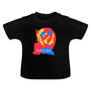 Neugeborenes Barcelona - Baby Bio-T-Shirt mit Rundhals - Schwarz - Vorne
