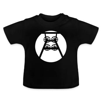 Ruhrpott Zeche Förderturm (w) - Baby Bio-T-Shirt mit Rundhals - Schwarz - Vorne