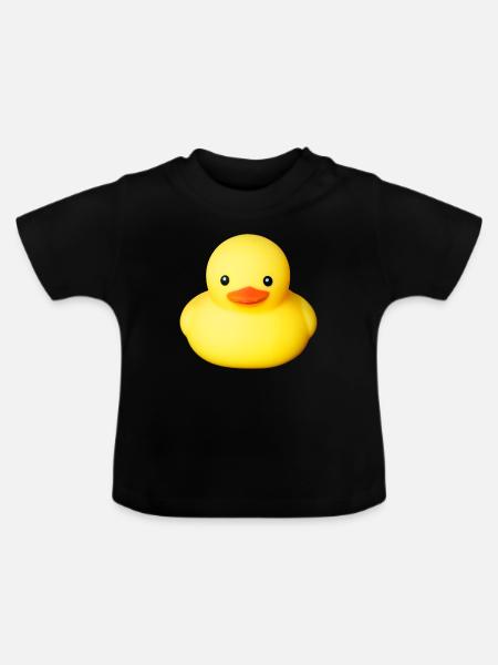 Niedliche gelbe Gummiente - Baby Bio-T-Shirt mit Rundhals - Schwarz