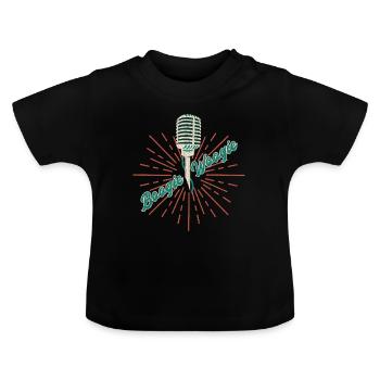 Boogie Woogie vintage microphone gift - Baby Organic T-Shirt with Round Neck - black - Front