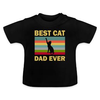 Best cat dad ever best cat dad kitten - Baby Organic T-Shirt with Round Neck - black - Front