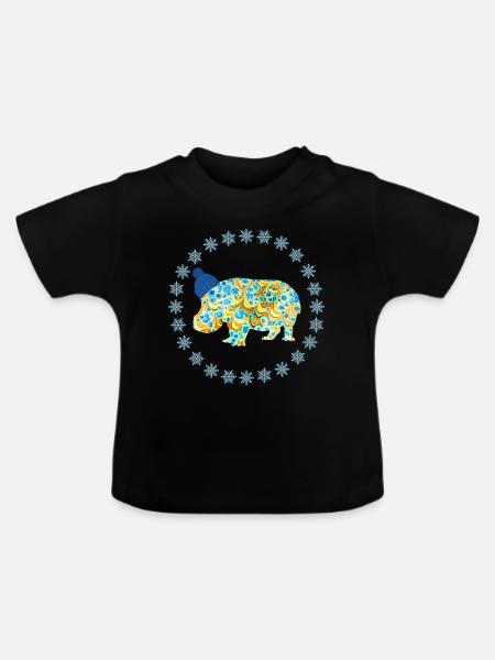 nilpferd e 243 - Baby Bio-T-Shirt mit Rundhals - Schwarz