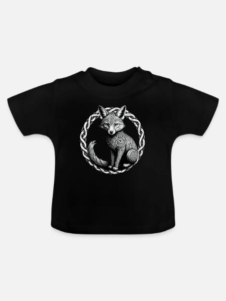 Fuchs mit keltischem Knoten 01 - Baby Bio-T-Shirt mit Rundhals - Schwarz