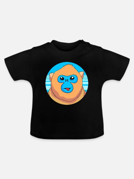 Stupsnasenaffe Affe Schimpanse - Baby Bio-T-Shirt mit Rundhals - Schwarz