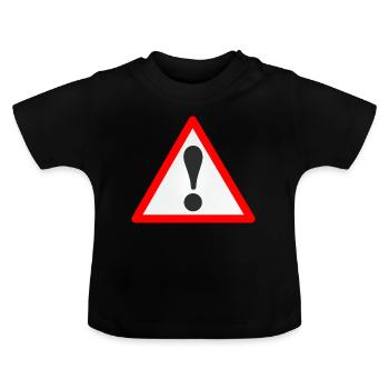 attention - T-shirt bio col rond Bébé - noir - Devant