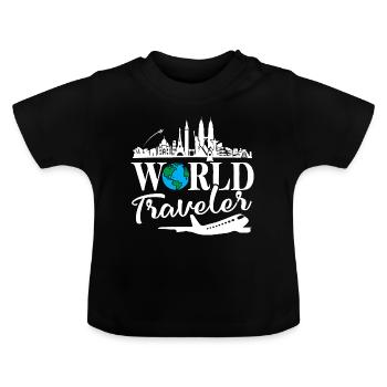 world traveler - Baby Organic T-Shirt with Round Neck - black - Front