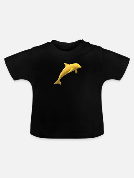 Delphin Gold - Baby Bio-T-Shirt mit Rundhals - Schwarz