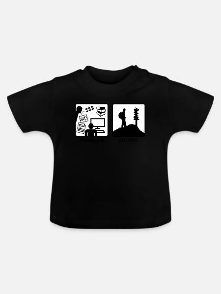 Problem solved - Berg Wandern - Baby Bio-T-Shirt mit Rundhals - Schwarz
