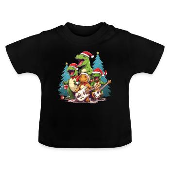 Dinosaure Band Noël - T-shirt bio col rond Bébé - noir - Devant