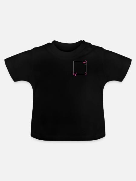 Quadrat Blüten Pink - Baby Bio-T-Shirt mit Rundhals - Schwarz