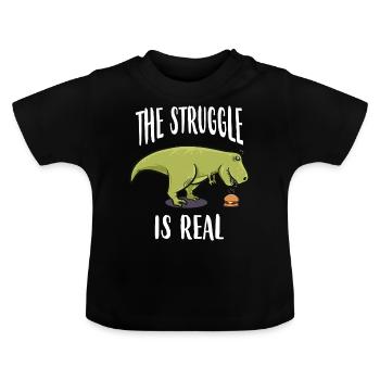 Dinosaurier Burger lustig T-Rex Geschenk Geburt - Baby Bio-T-Shirt mit Rundhals - Schwarz - Vorne