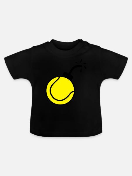 Bombe Ball tennis1 - Baby Bio-T-Shirt mit Rundhals - Schwarz