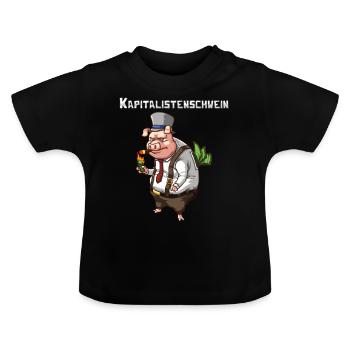 Capitalist pig money capitalism piggy bank - Baby Organic T-Shirt with Round Neck - black - Front
