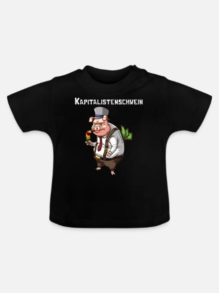 Kapitalistenschwein Geld Kapitalismus Sparschwein - Baby Bio-T-Shirt mit Rundhals - Schwarz